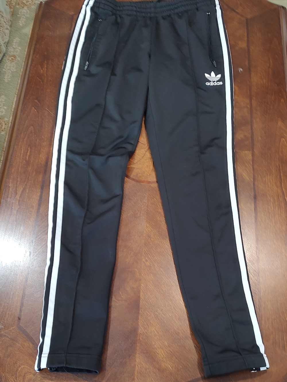 adidas Black Joggers with White Side Stripes Size S